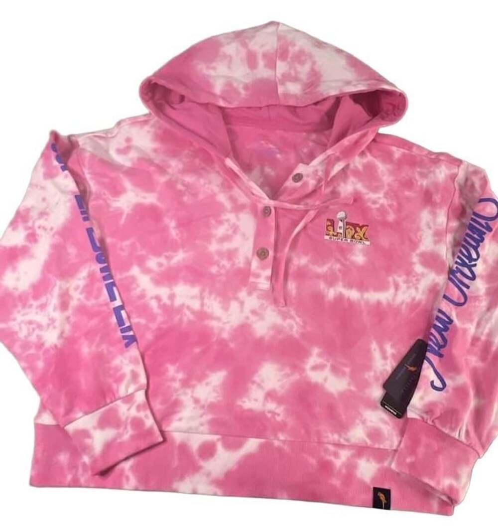 Margaritaville Super Bowl LIX Hoodie Size L Pink Tie Dye